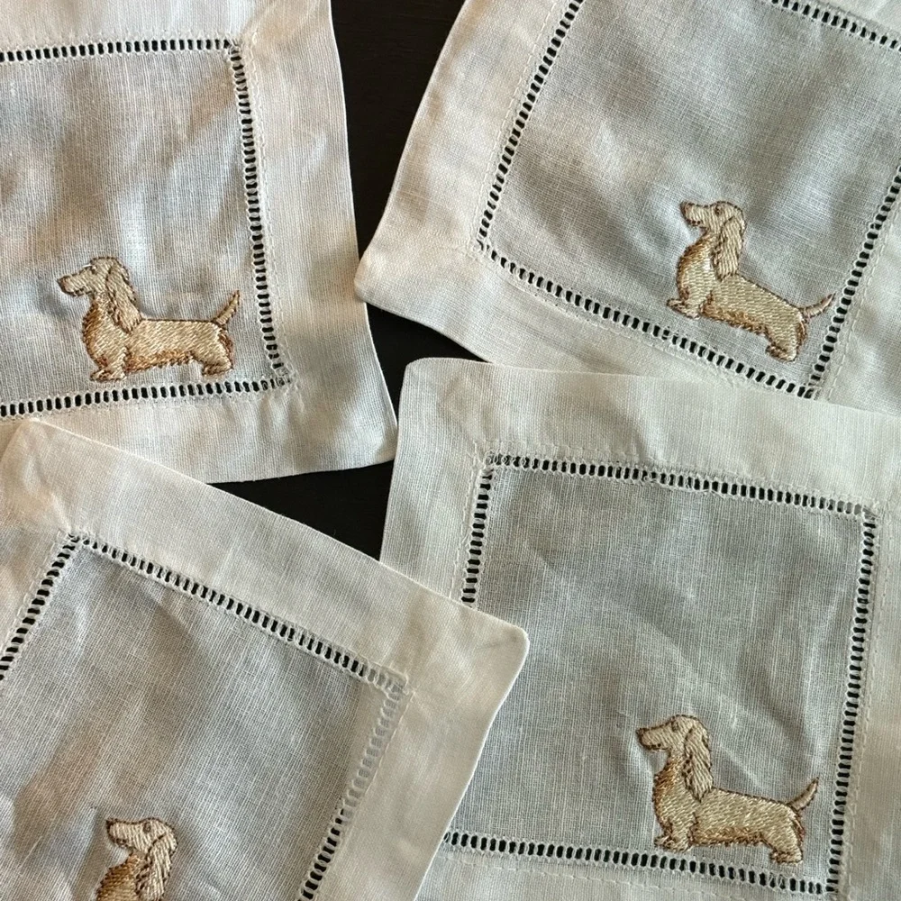 Embroidered Dachshund Cocktail Napkins